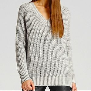 REISS Willaston Gray Metallic V-neck Wool Cashmere Rabbit Hair Sweater XS